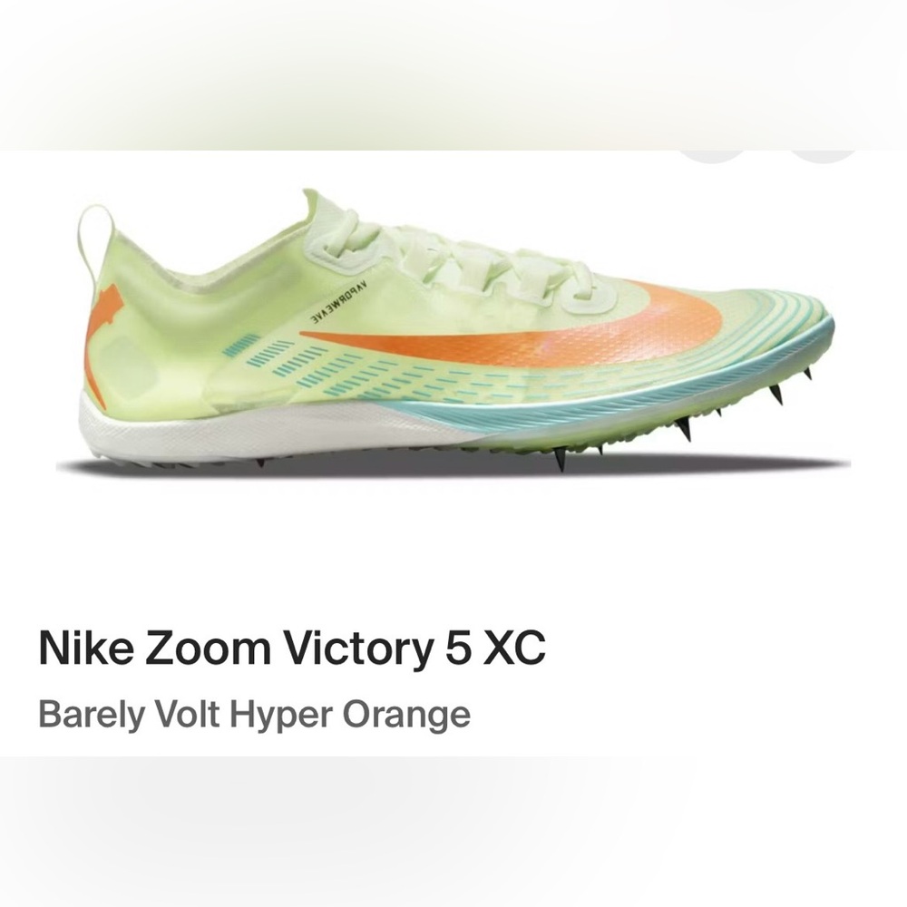 Nike Zoom Victory XC spikes in Lime and Orange